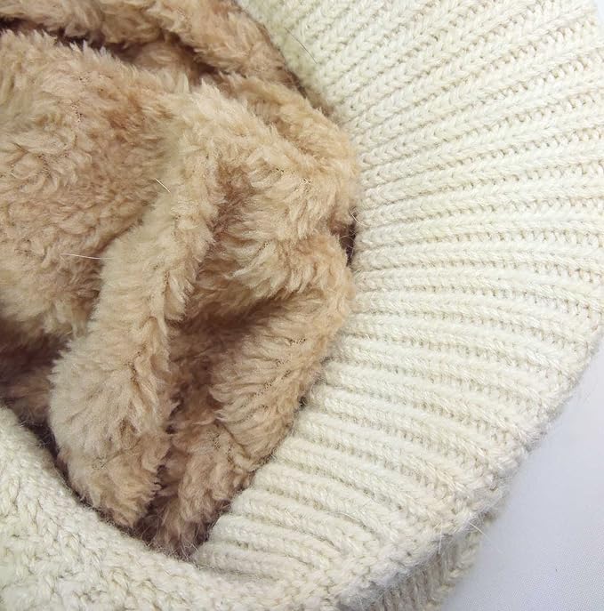 Women Winter Warm Knit Hat Wool Snow Ski Caps with Visor display picture 3